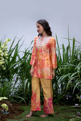 Yellow Wildflower Yoke Zardozi Sharara Set