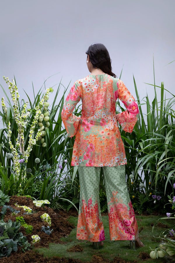 Green Wildflower Yoke Zardozi Sharara Set