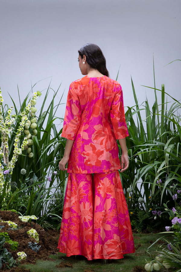 Pink Wildflower Flared Sharara Set