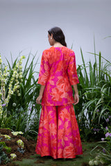 Pink Wildflower Flared Sharara Set