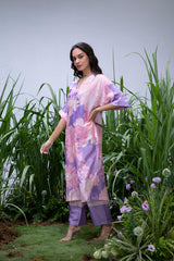 Wildflower Purple Oversized Silk Kurta Set - Archana Shah