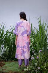 Wildflower Purple Oversized Silk Kurta Set - Archana Shah