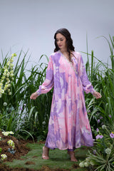 Purple Wildflower Angrakha Kurta Set