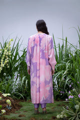 Purple Wildflower Angrakha Kurta Set