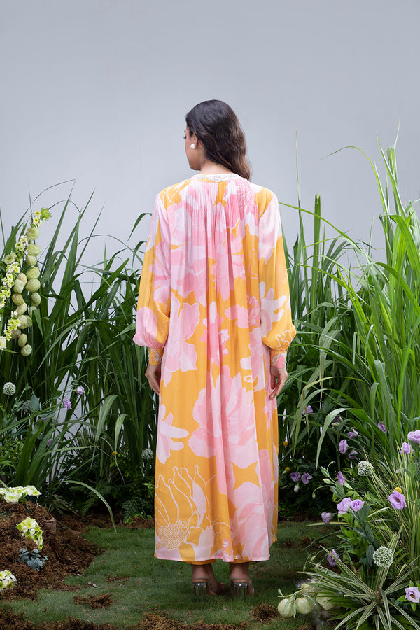 Yellow Wildflower Angrakha Maxi with Pants