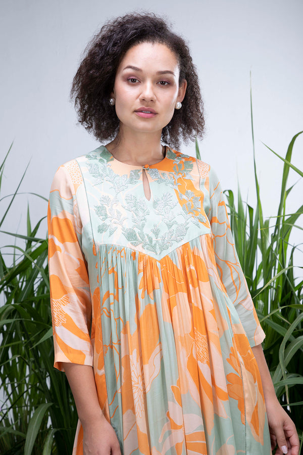 Green Wildflower Beads Kurta Set