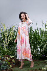 White Wildflower Zardozi Yoke Kurta set