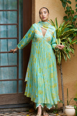 Light Blue Silk Kurta Set - Archana Shah
