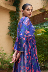 Royal Blue Chanderi Kurta Set - Archana Shah