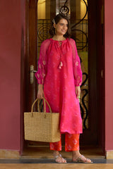 Dahlia Pink Organza Kurta Set - Archana Shah