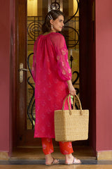 Dahlia Pink Organza Kurta Set - Archana Shah