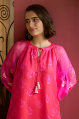Dahlia Pink Organza Kurta Set - Archana Shah