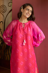 Dahlia Pink Organza Kurta Set - Archana Shah