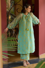 Azure Light Blue Organza Kurta Set - Archana Shah