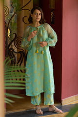 Azure Light Blue Organza Kurta Set - Archana Shah