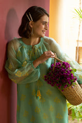 Azure Light Blue Organza Kurta Set - Archana Shah