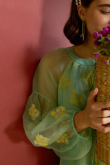 Azure Light Blue Organza Kurta Set - Archana Shah