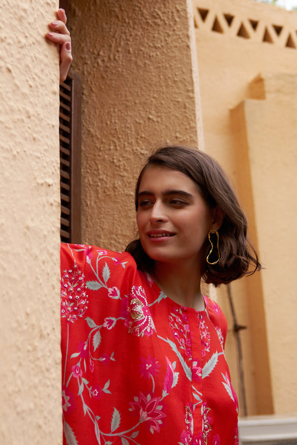 Coral Oversized Kurta Set