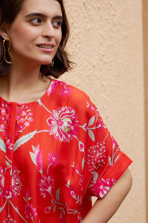 Coral Oversized Kurta Set