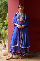 Azalea Dark Blue Designer Anarkali Kurta Set - Archana Shah