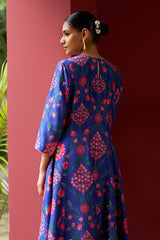 Azalea Dark Blue Designer Anarkali Kurta Set - Archana Shah