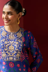 Azalea Dark Blue Designer Anarkali Kurta Set - Archana Shah