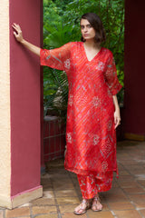 Coral Organza Kurta Set | Archana Shah