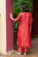 Coral Organza Kurta Set | Archana Shah