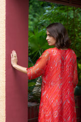 Coral Organza Kurta Set | Archana Shah