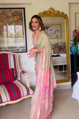 Amrita Thakur in Wildflower Green Shimmer Saree