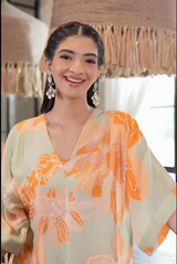 Hanna Khan in Green And Orange Wildrose Tunic Set