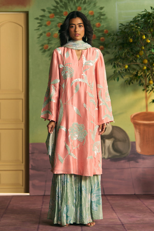 Peach Mint Garden Suit Set