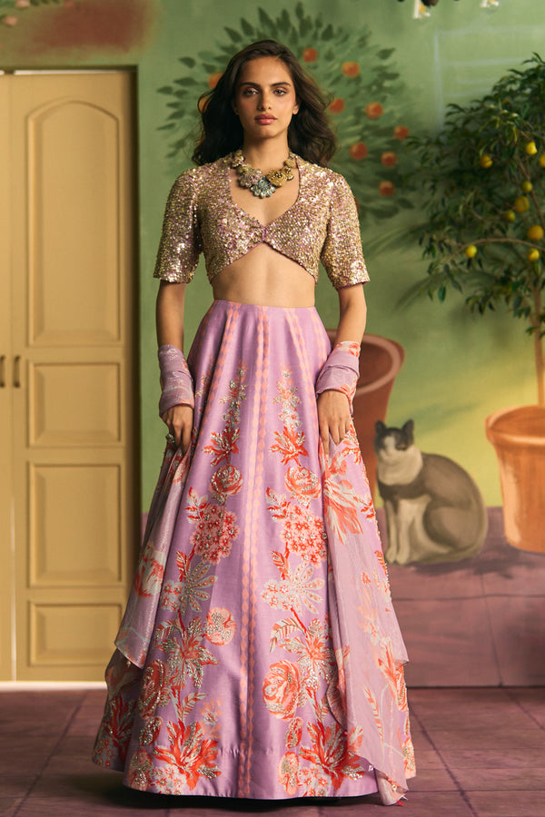 Lilac Bloom Lehenga Set