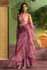 Lilac Ruffle Saree