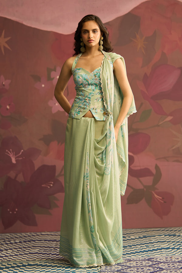Sage Drape Saree