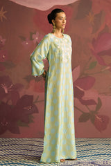 Sage Dune Silk Blend Designer Kaftan - Archana Shah
