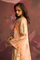 Peach Lilt Floral Printed Kurta Set - Archana Shah