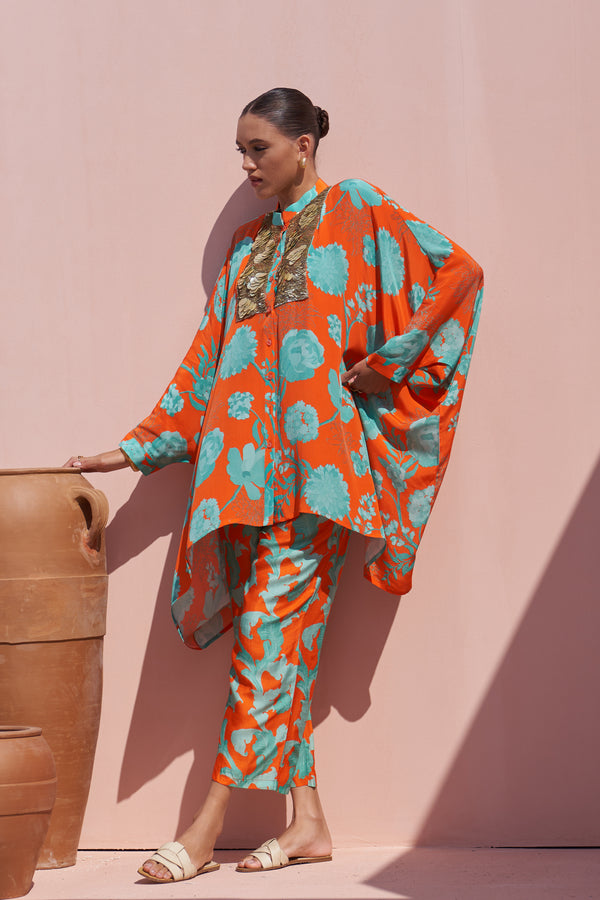 Orange Moroccan Coin Yoke Co-ord Set