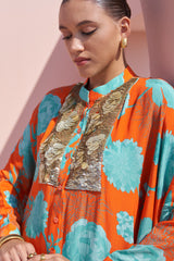 Orange Moroccan Coin Yoke Co-ord Set