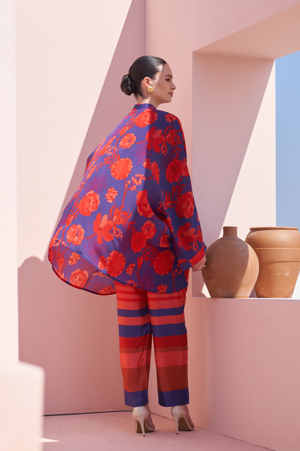 Blue & Red Moroccan Coin Yoke Co-ord Set