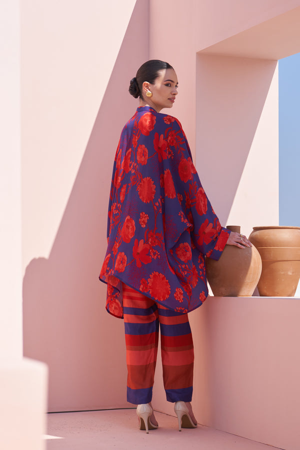 Blue & Red Moroccan Coin Yoke Co-ord Set