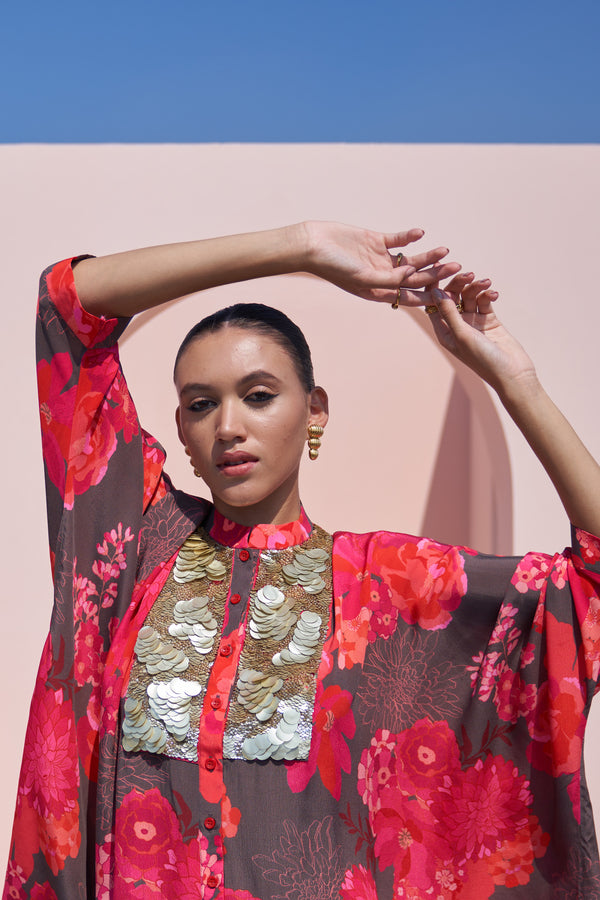 Brown Moroccan Coin Yoke Co-ord Set