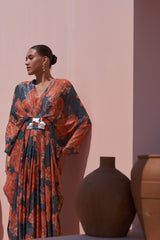 Navy Moroccan Shimmer Belt Kaftan