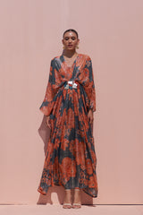 Navy Moroccan Shimmer Belt Kaftan