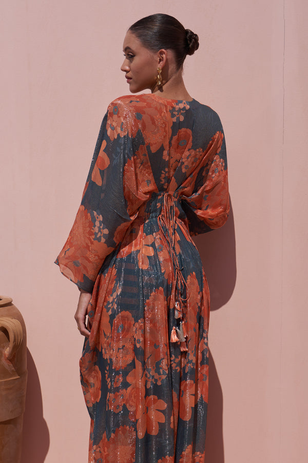 Navy Moroccan Shimmer Belt Kaftan