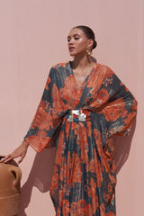 Navy Moroccan Shimmer Belt Kaftan