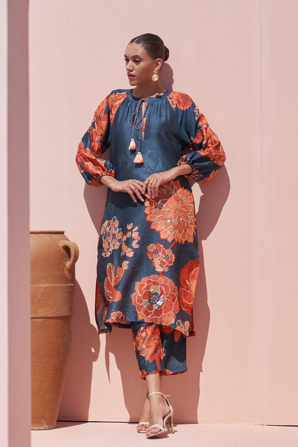 Navy Moroccan Organza Zar Set