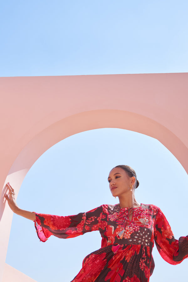 Brown Moroccan Chain Stitch Kaftan