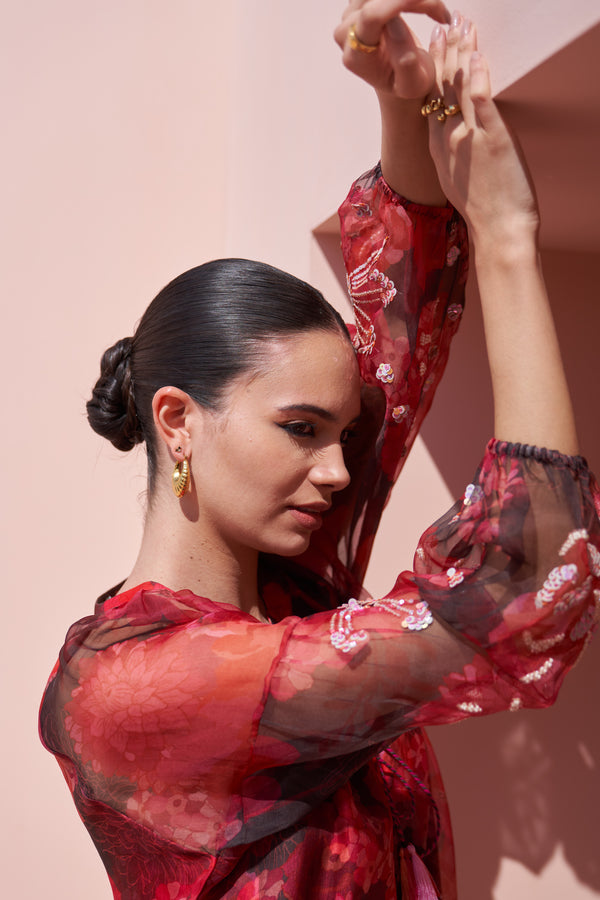 Brown Moroccan Organza Zar Set