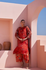 Red Moroccan Organza Zar Set - Archana Shah